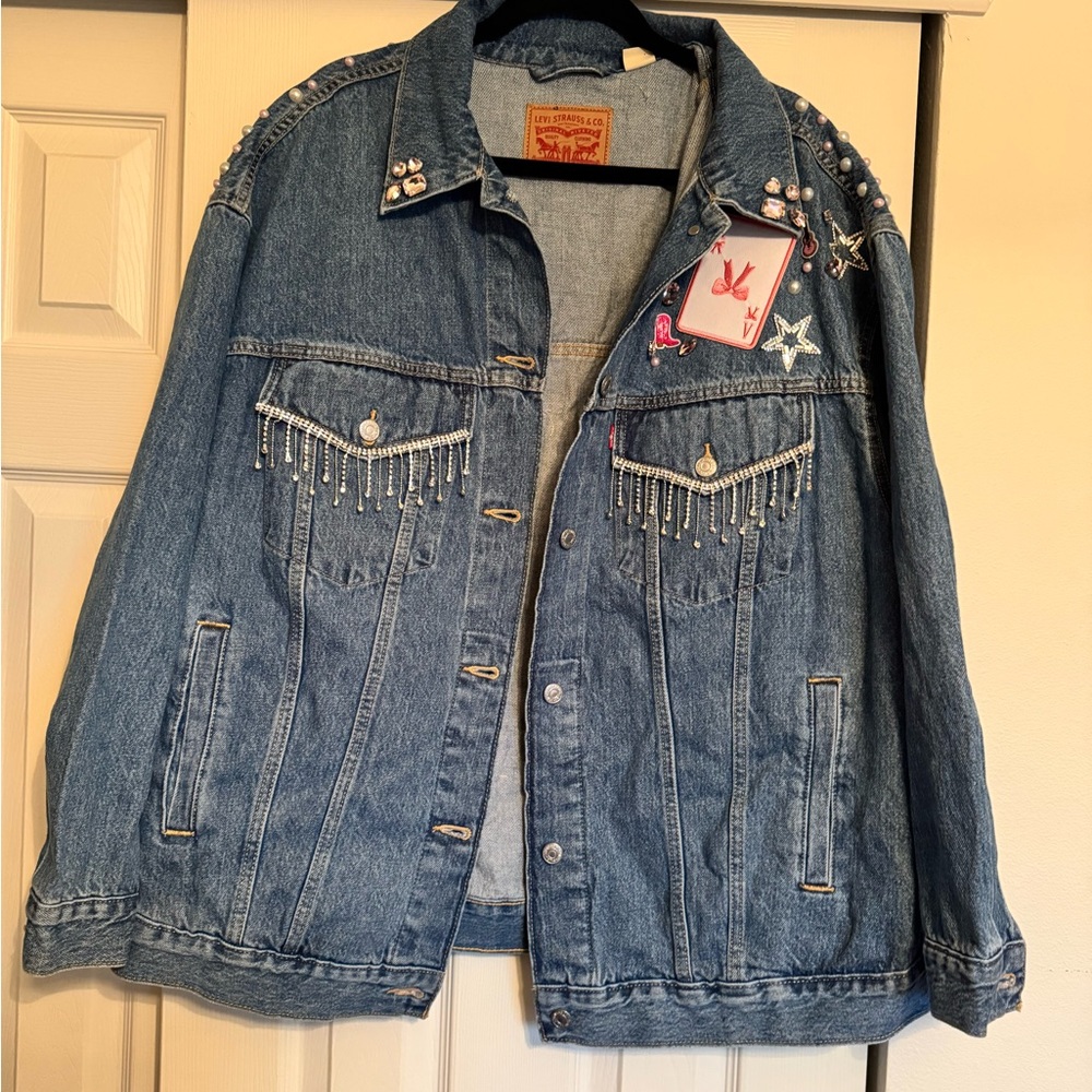 Handmade Personalized Levi Jean Jacket- Lets Go Girls Jean Jacket - Picture 8 of 9